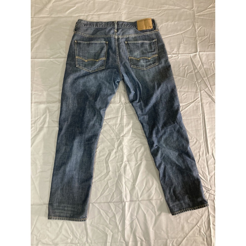American Eagle Outfitter Jeans Men's Size 32x30 Blue Denim Straight 5-Pockets - Picture 6 of 13